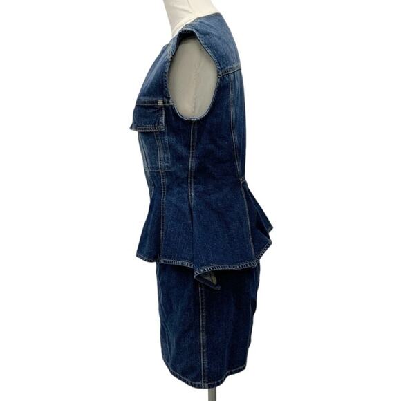 Authentic GIVENCHY Denim Short Midi Sleeveless Dress Frill Skirt 36 - Picture 3 of 10